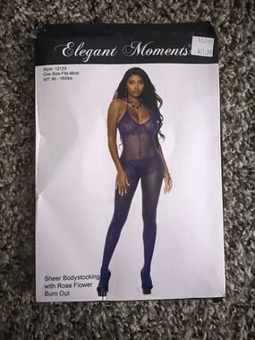NIB• 2/$25 Elegant Moments Royal blue Sheer Lace Bodystocking